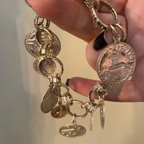 STERLING SILVER 925 Coins Charm Bracelet - Picture 10 of 10